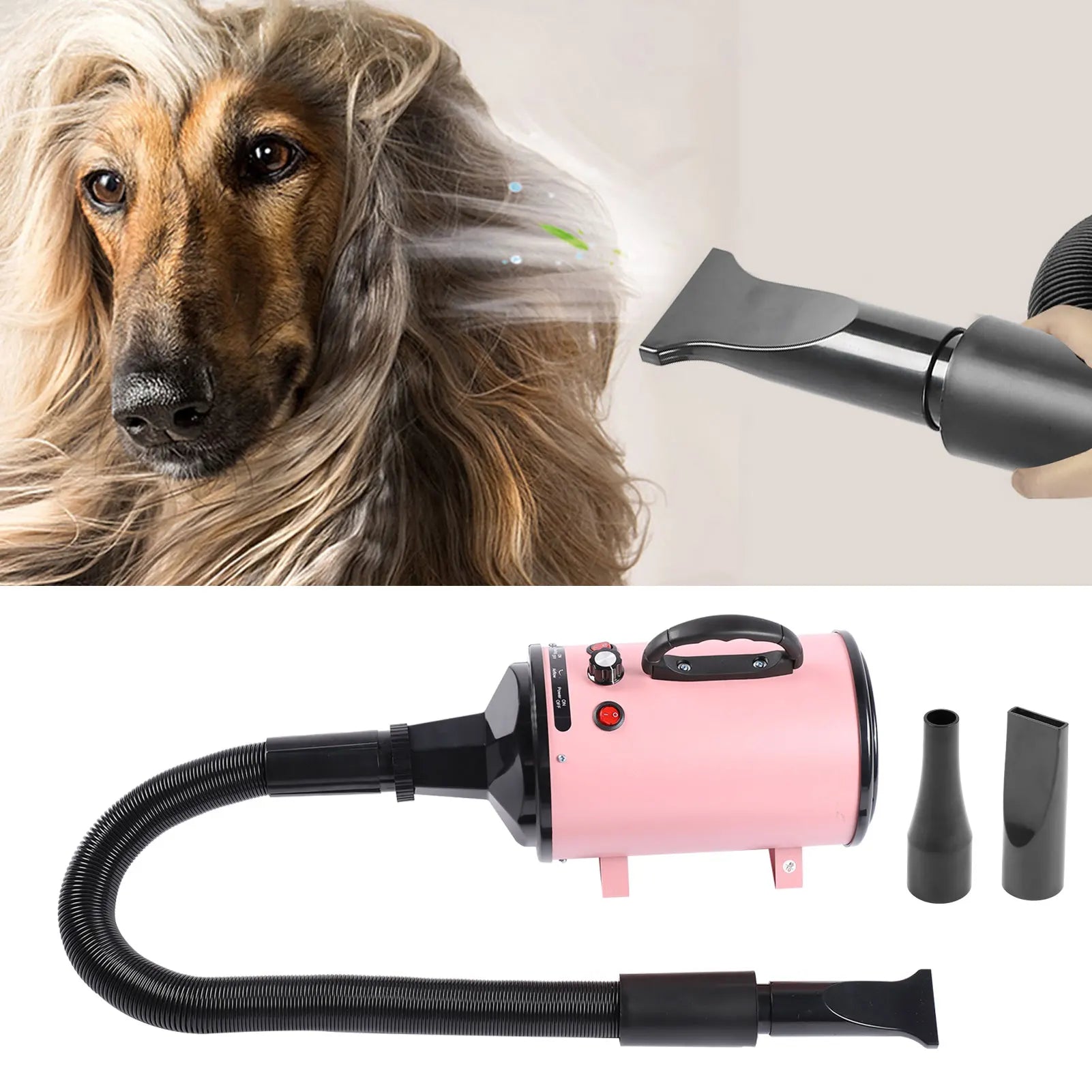 Stepless Adjustable Dog Blow Dryer – Low Noise, High-Power Pet Hair Dryer with Speed and Temperature Control