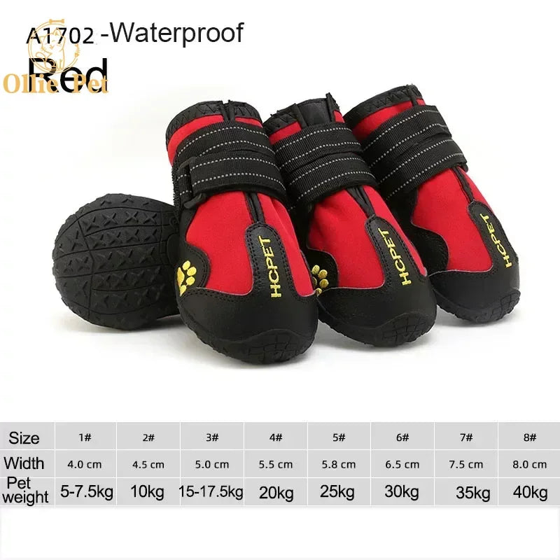 Anti-Slip Reflective Rain and Snow Boots for Small and Large Dogs (4PCS)