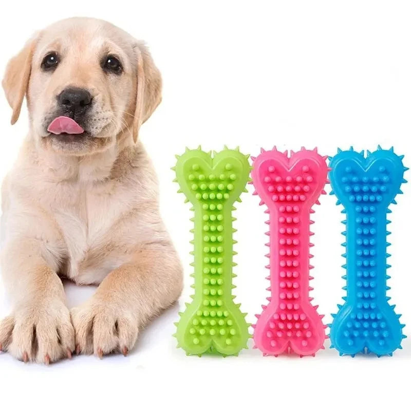 Pet Chew Toy - Soft Rubber Bite-Resistant Bone for Small Dogs