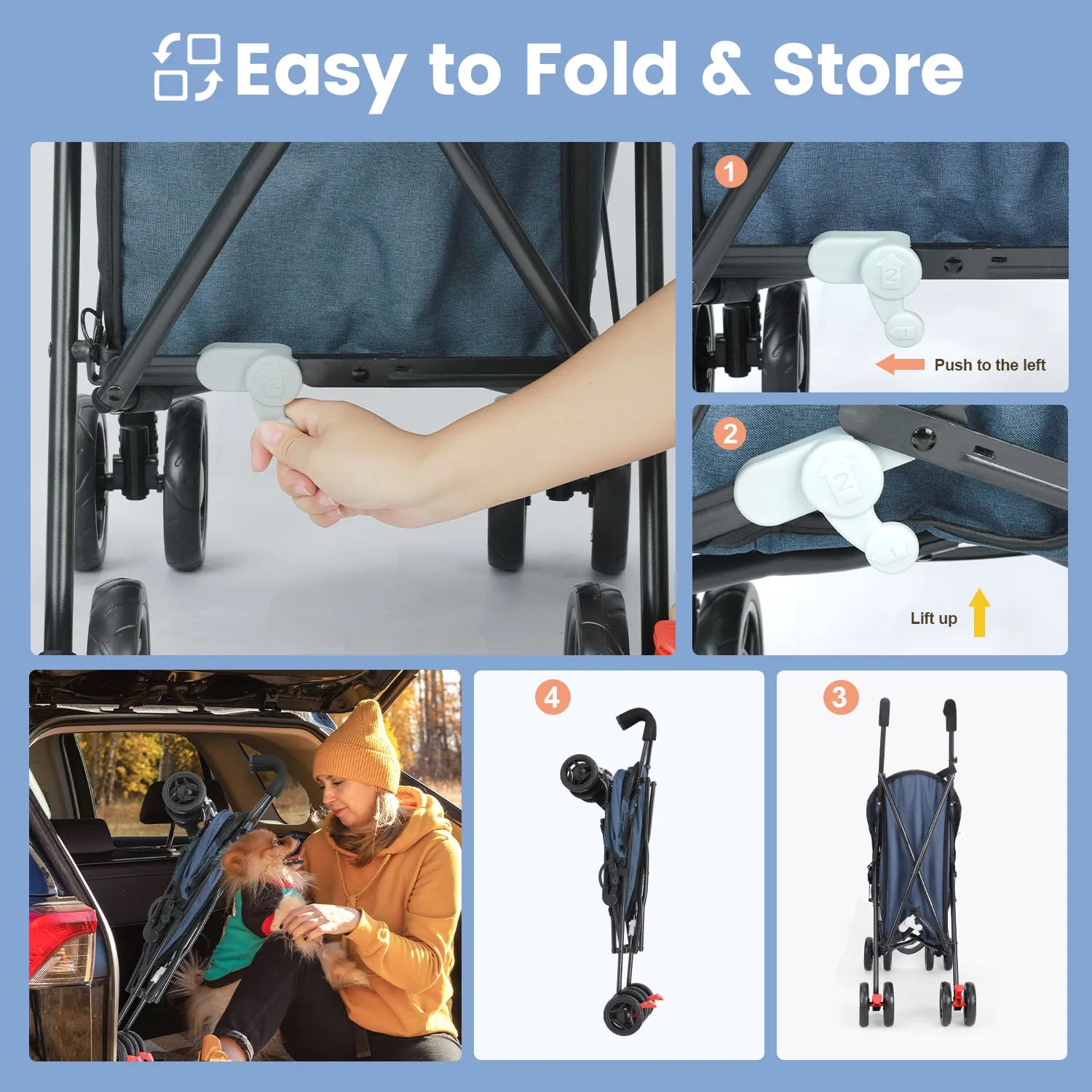 Lightweight Outdoor Puppy & Cat Stroller
