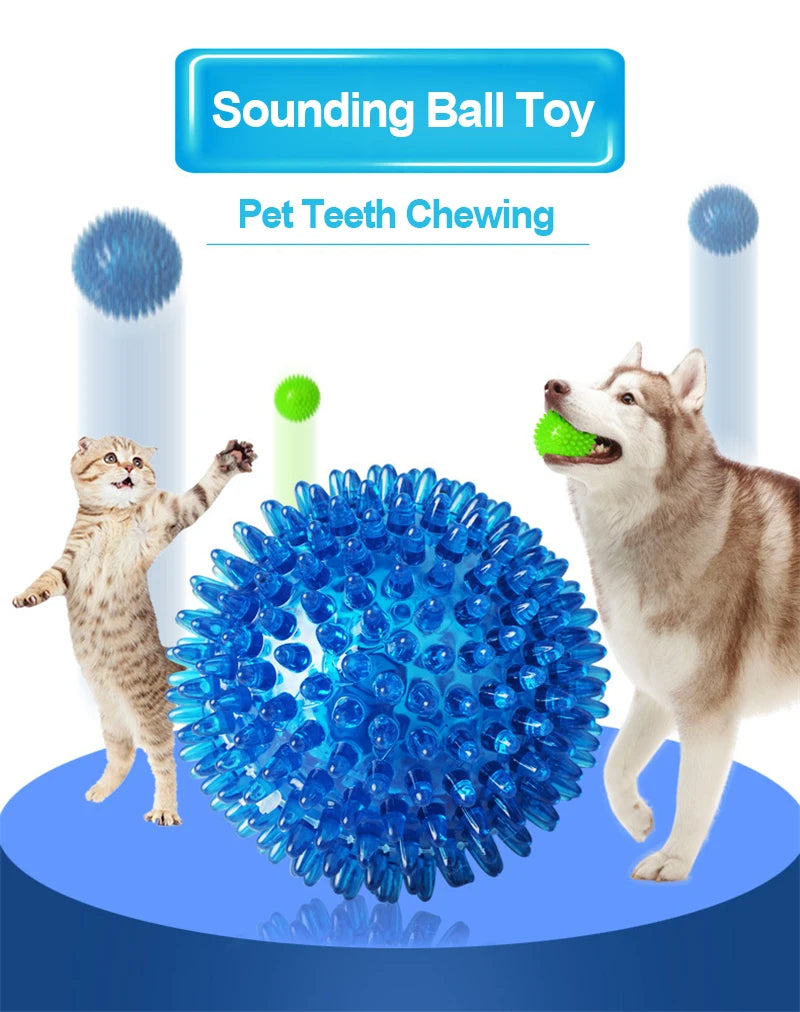 Squeaky Spiked TPR Chewing Ball for Pets