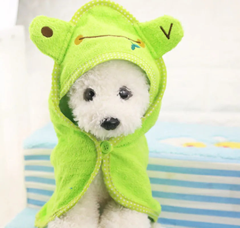 Cute Pet Dog Bath Towel – Super Absorbent Drying Towel with Hoodie for Dogs and Cats