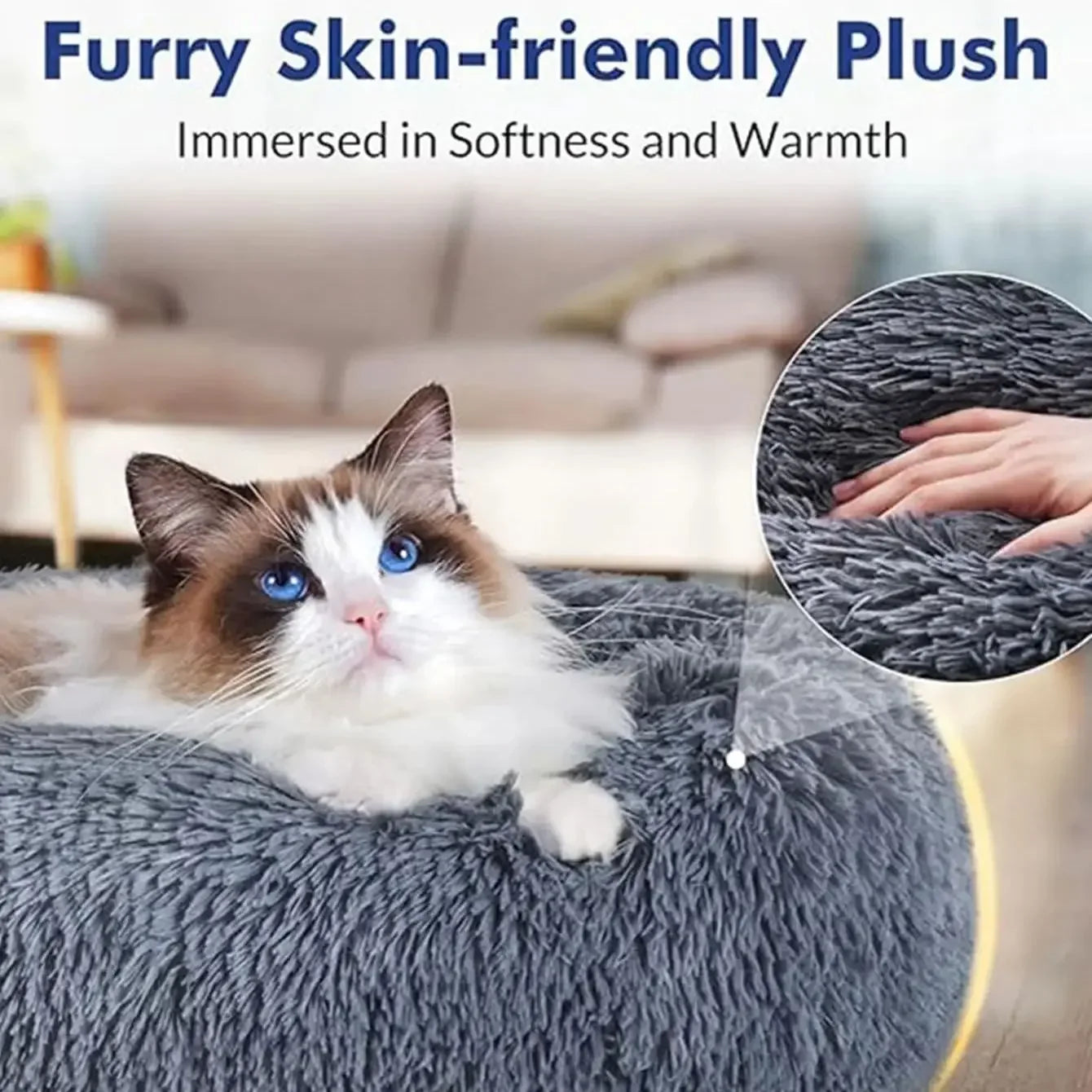 Round Plush Pet Bed (40-90cm)