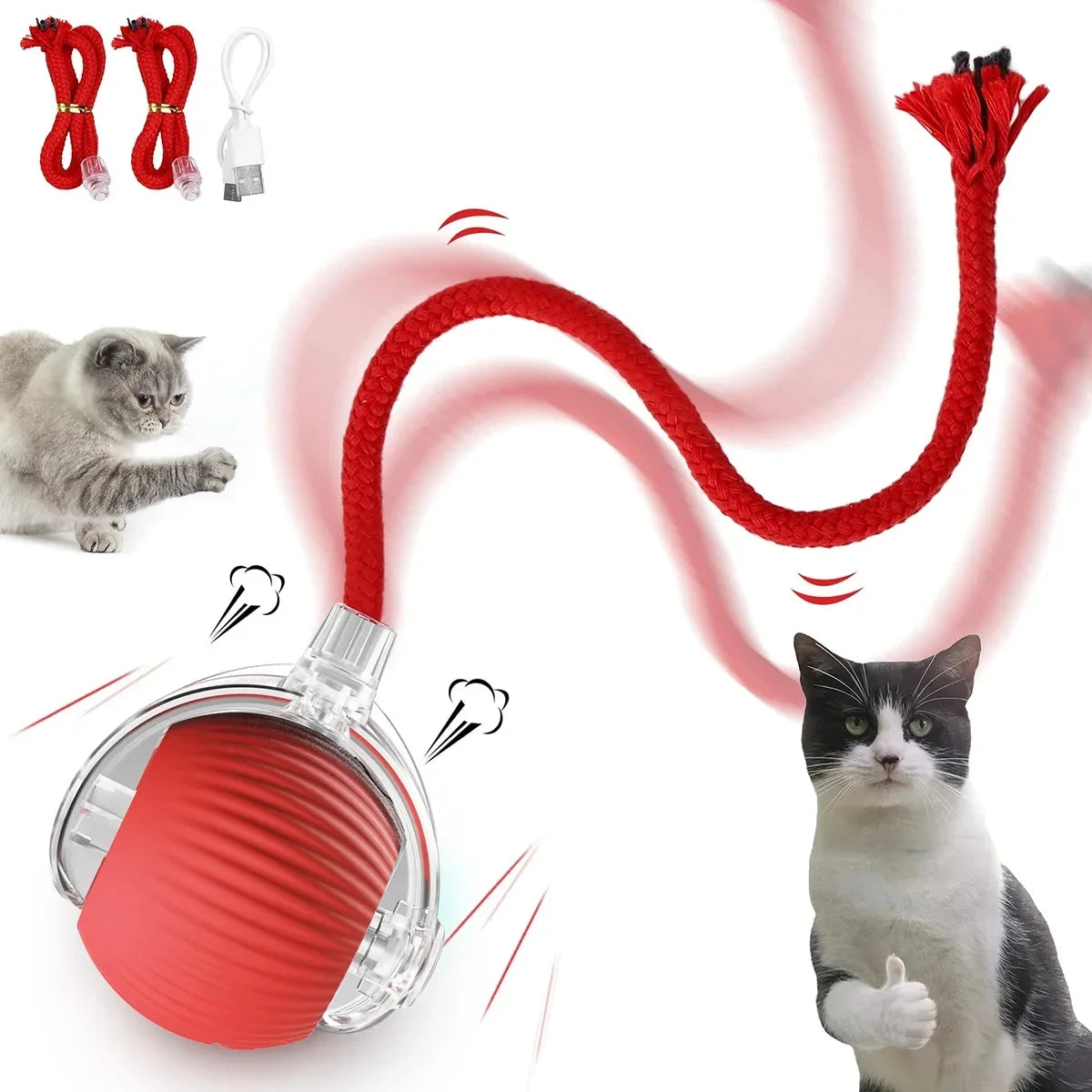 USB Rechargeable Interactive Rolling Cat Toy Ball