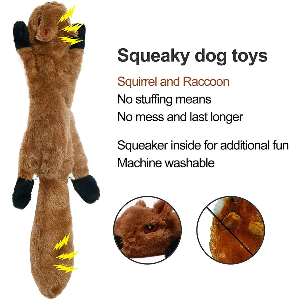 Stuffing-Free Animal Plush Dog Toy with Squeakers