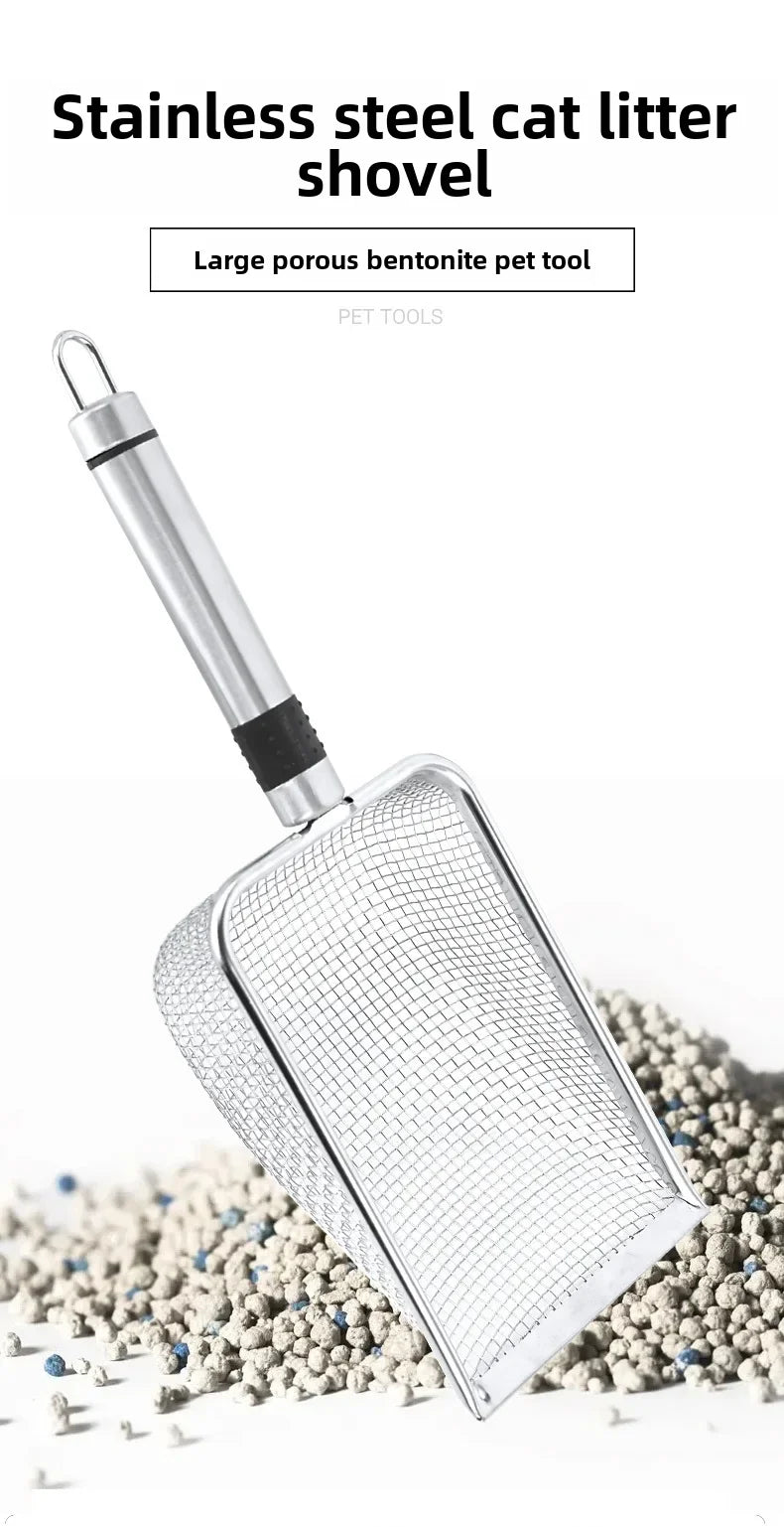 Stainless Steel Cat Litter Scoop with Fine Mesh