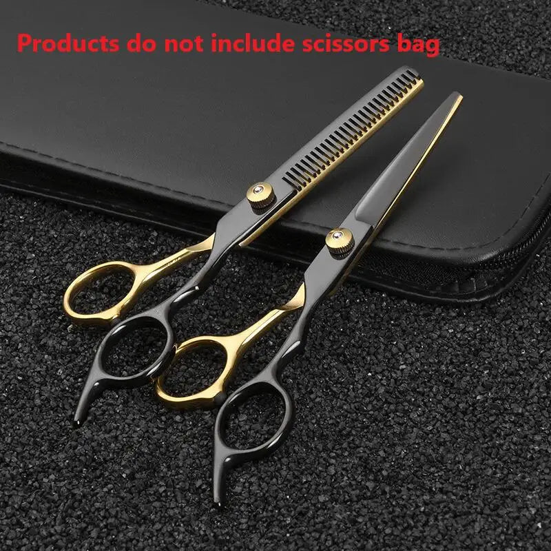 6.5-Inch Pet Grooming Scissors Kit - Black & Gold