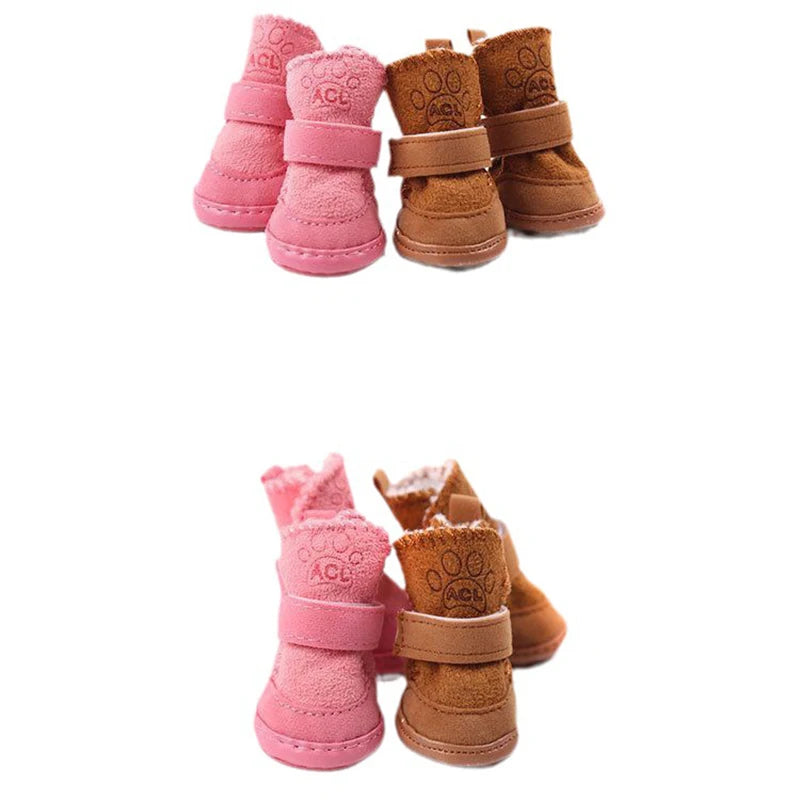 4PCS Winter Warm Dog Shoes – Anti-Slip Rain and Snow Boots for Small and Medium Dogs