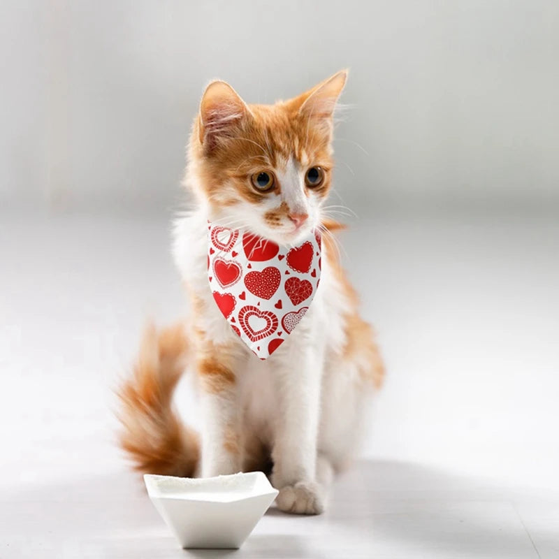Washable Dog Bandanas – Festive Love Heart Scarves for Christmas and Valentine’s Day