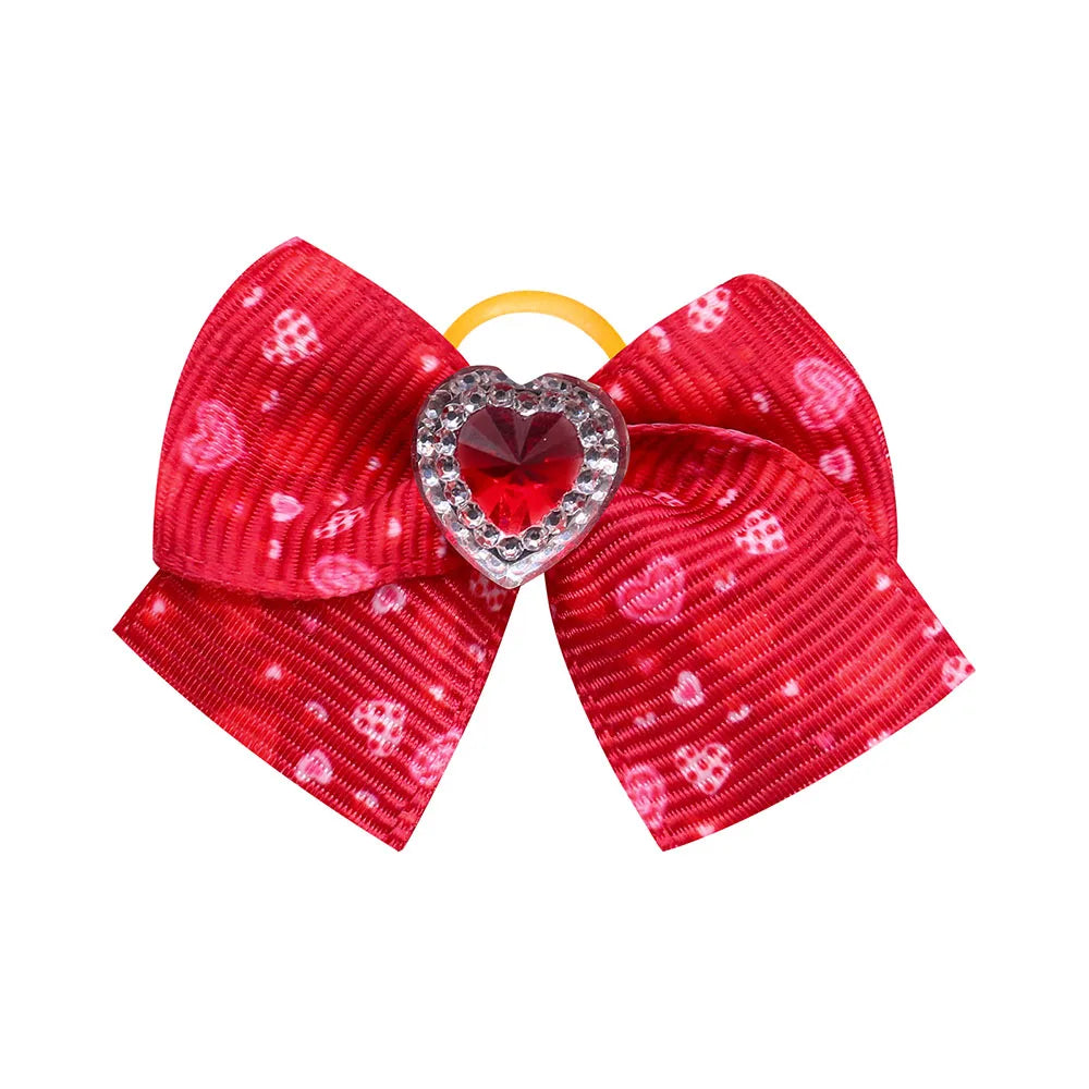 20PCS Valentine’s Day Dog Bows – Red and Pink Hair Bow Accessories for Dogs and Cats