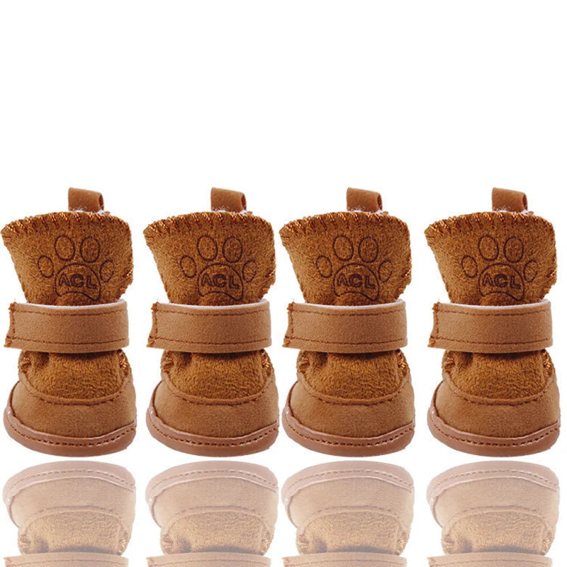 4PCS Winter Warm Dog Shoes – Anti-Slip Rain and Snow Boots for Small and Medium Dogs