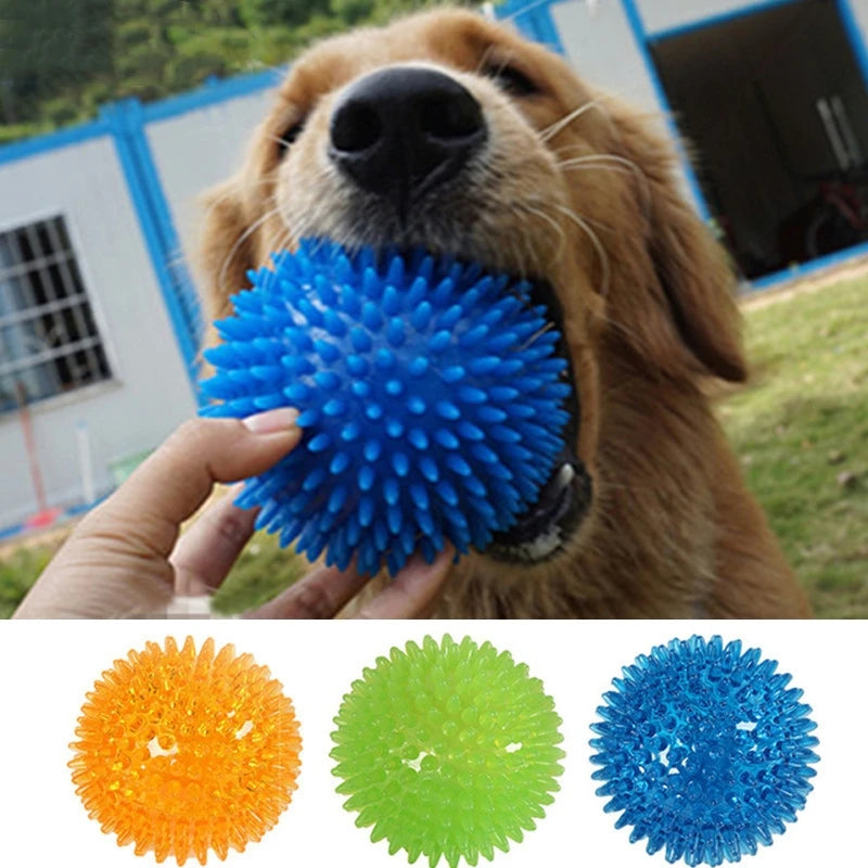 Squeaky Spiked TPR Chewing Ball for Pets