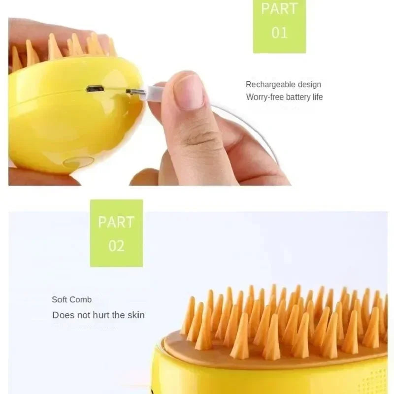 3-in-1 Electric Dog Steamer Brush