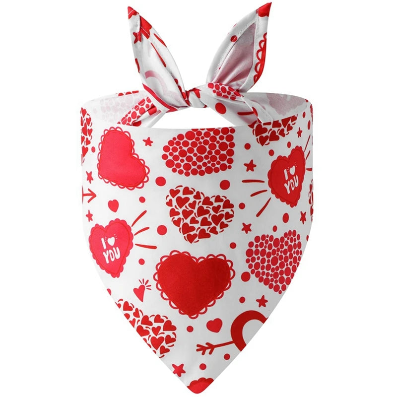 Washable Dog Bandanas – Festive Love Heart Scarves for Christmas and Valentine’s Day