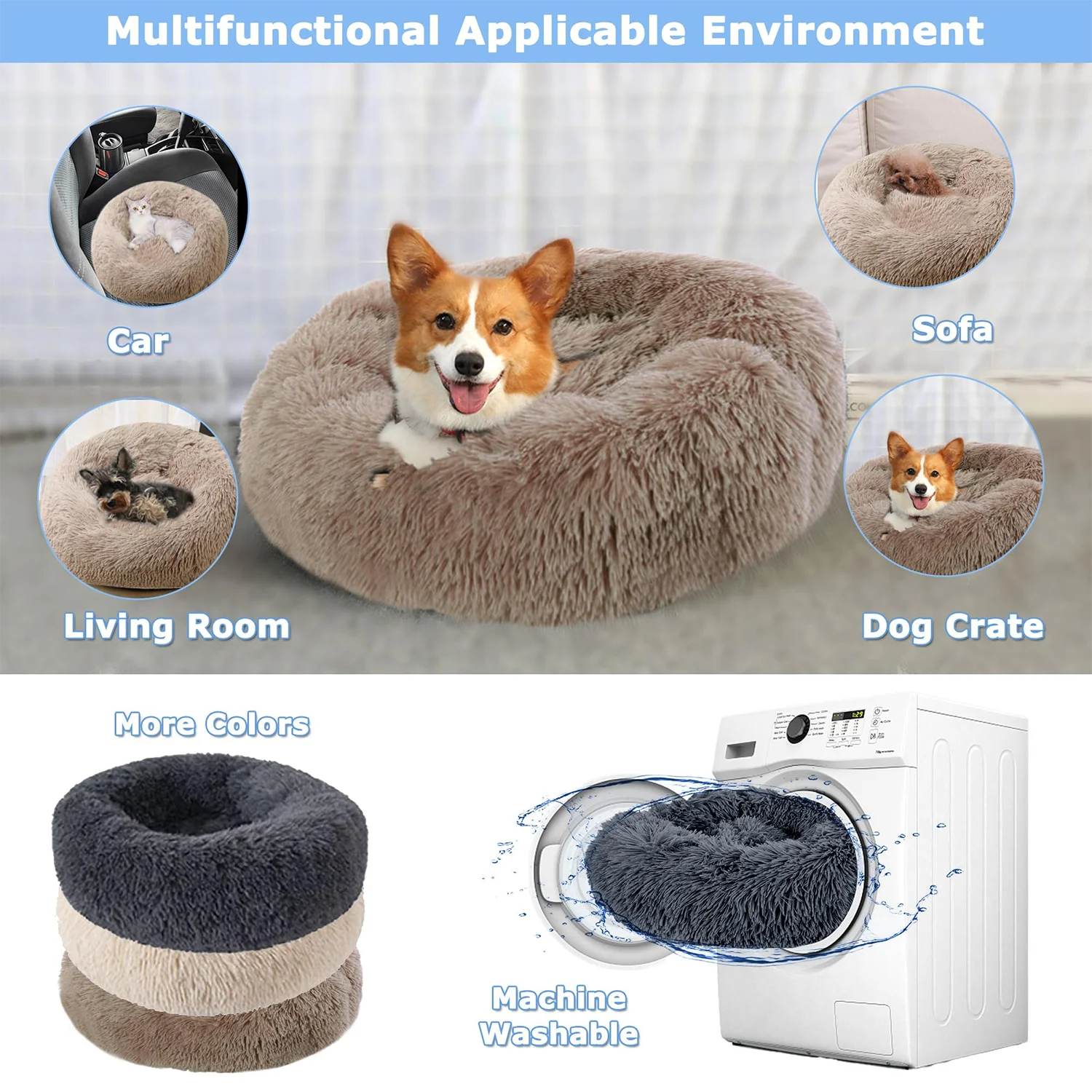Round Plush Pet Bed (40-90cm)