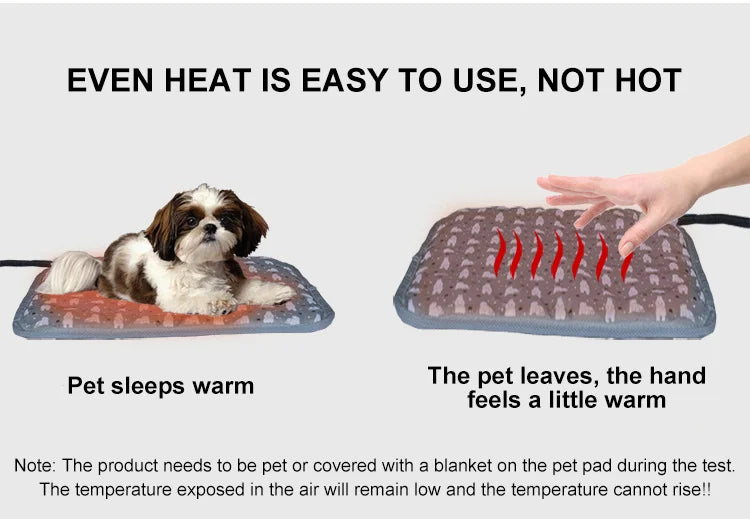 Adjustable Pet Heated Mat – Waterproof Electric Heating Pad with Timer for Dogs and Cats