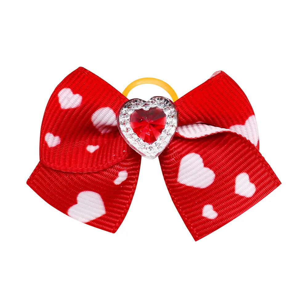 20PCS Valentine’s Day Dog Bows – Red and Pink Hair Bow Accessories for Dogs and Cats