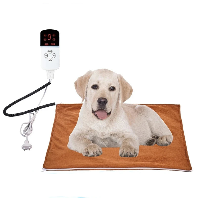Adjustable Pet Heated Mat – Waterproof Electric Heating Pad with Timer for Dogs and Cats