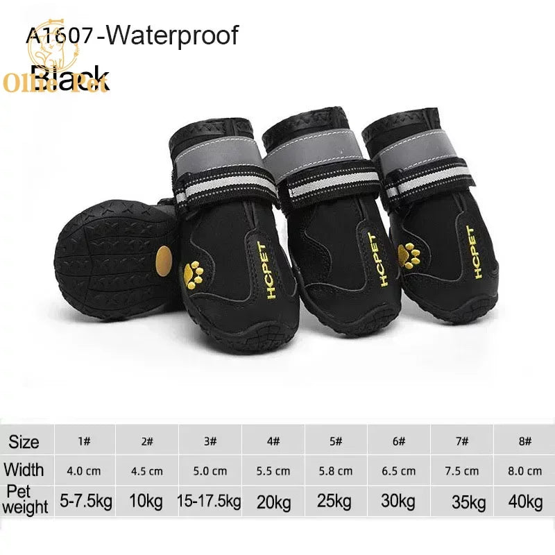 Anti-Slip Reflective Rain and Snow Boots for Small and Large Dogs (4PCS)