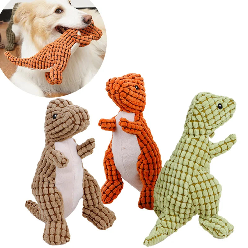 Cartoon Dinosaur Plush Squeaky Dog Toy