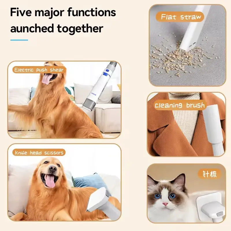 Dog Hair Vacuum & Grooming Kit – All-in-One Pet Grooming Vacuum with Clippers, Nail Grinder, Brush & Cleaning Tools