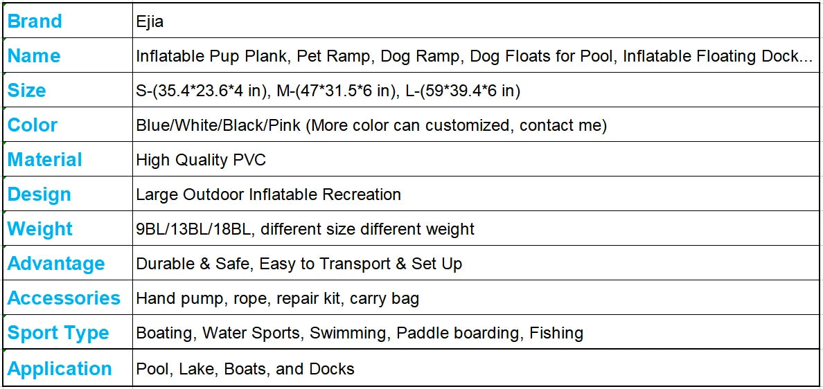 Inflatable Pup Plank Floating Dog Water Ramp