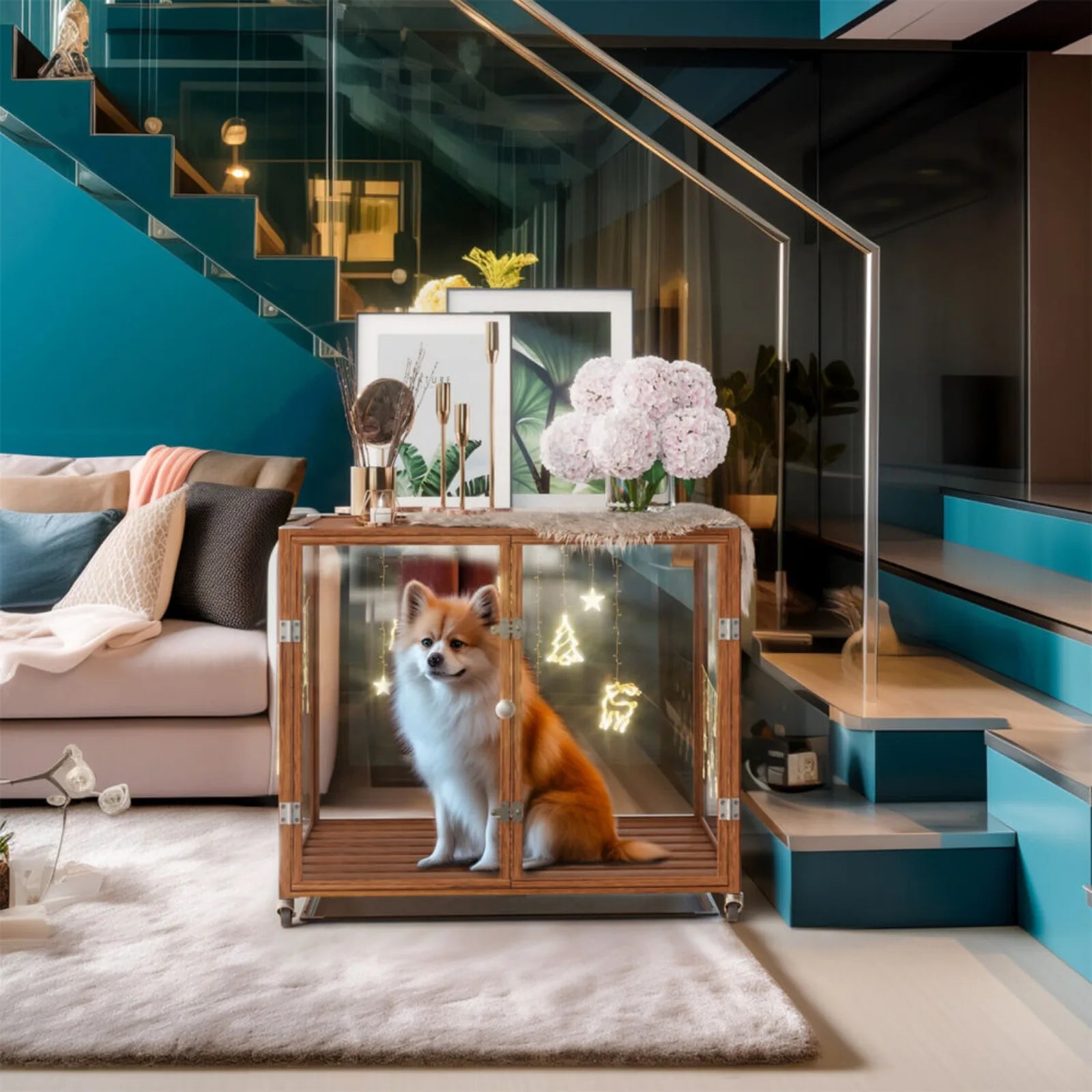 US Top-Level Dog Crate with Tempered Glass and Aluminum Frame