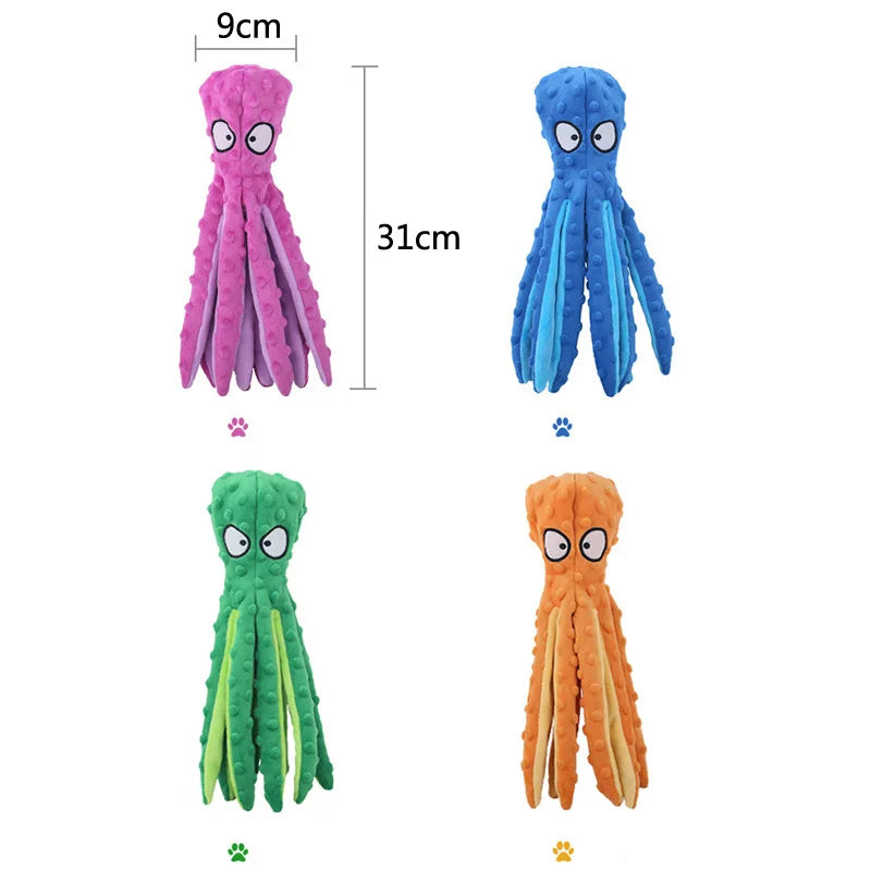 Plush Octopus Dog Toy with Squeaker