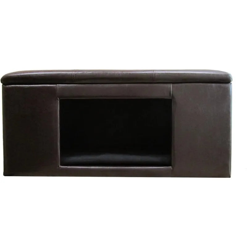 Button Tufted Leatherette Pet Bed & Bench |
