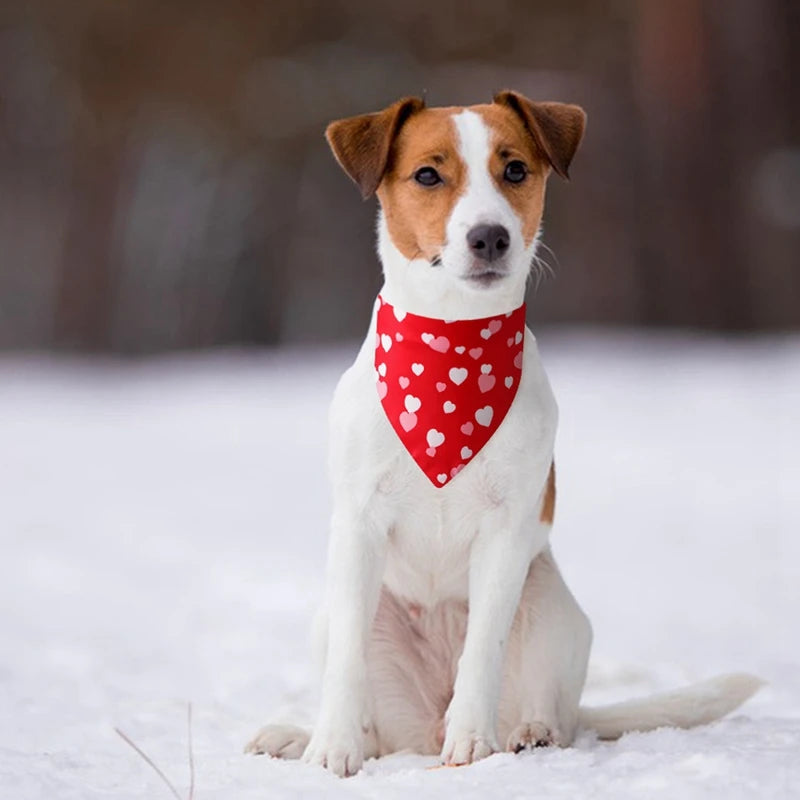 Washable Dog Bandanas – Festive Love Heart Scarves for Christmas and Valentine’s Day