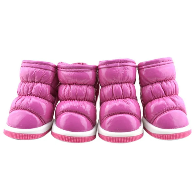 4PCS Winter Dog Shoes – Warm Fleece Waterproof Snow Boots for Small Dogs