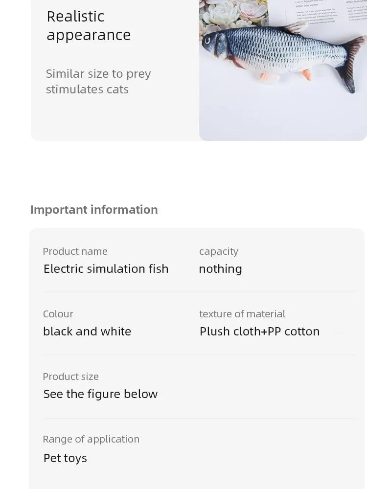 USB Rechargeable Electric Floppy Fish Toy for Cats & Dogs
