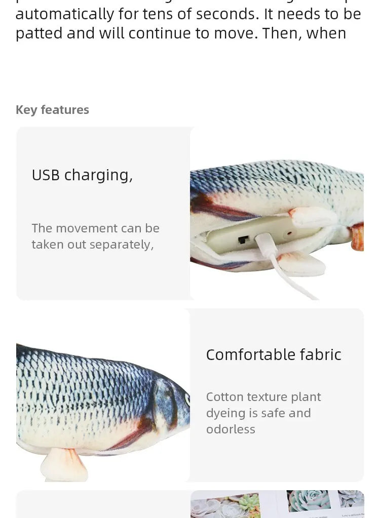 USB Rechargeable Electric Floppy Fish Toy for Cats & Dogs