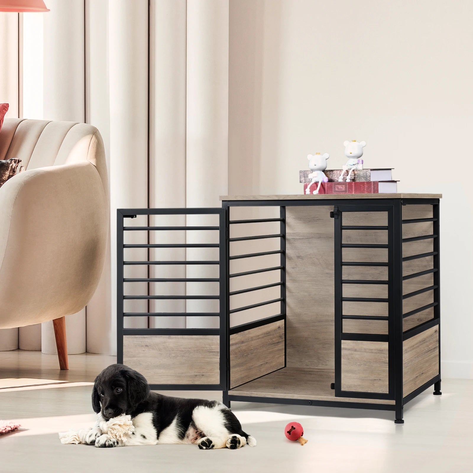 Small Heavy-Duty Dog Cage – Stylish Indoor Dog Crate Furniture and Side End Table