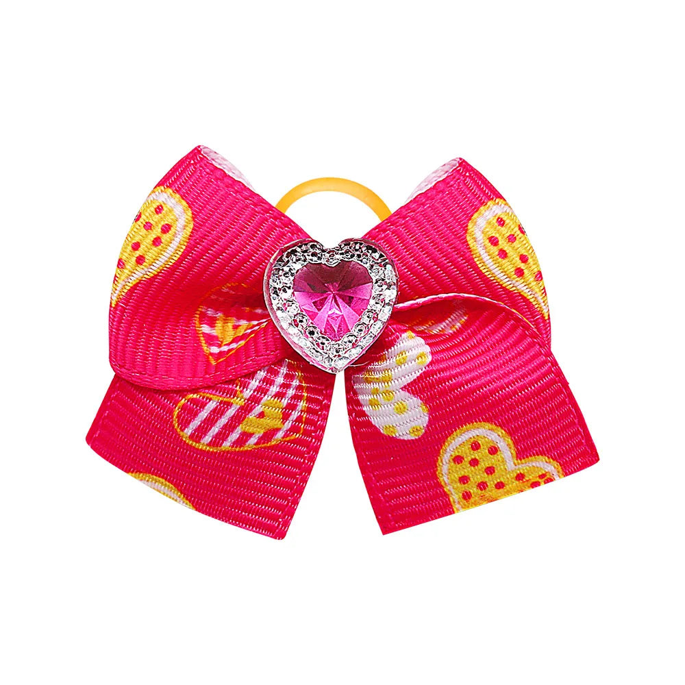 20PCS Valentine’s Day Dog Bows – Red and Pink Hair Bow Accessories for Dogs and Cats