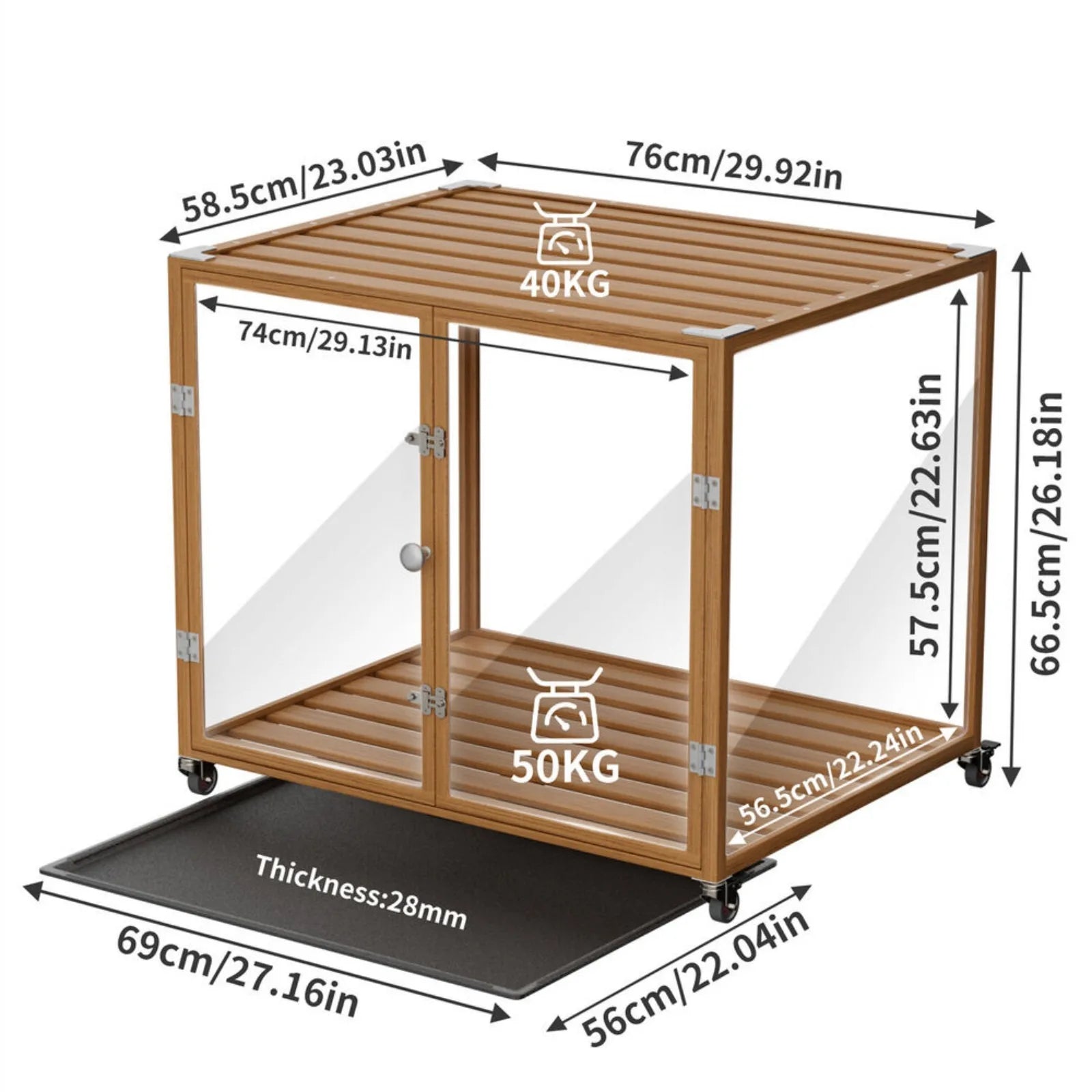 US Top-Level Dog Crate with Tempered Glass and Aluminum Frame