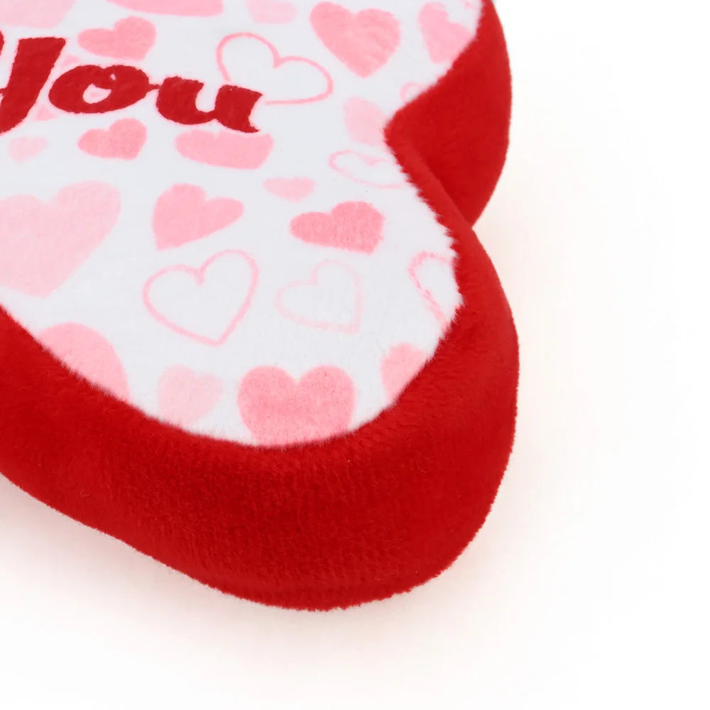 2PCS Heart & Bone Plush Dog Toys – Squeaky Chew Toys for Valentine’s Day Gift