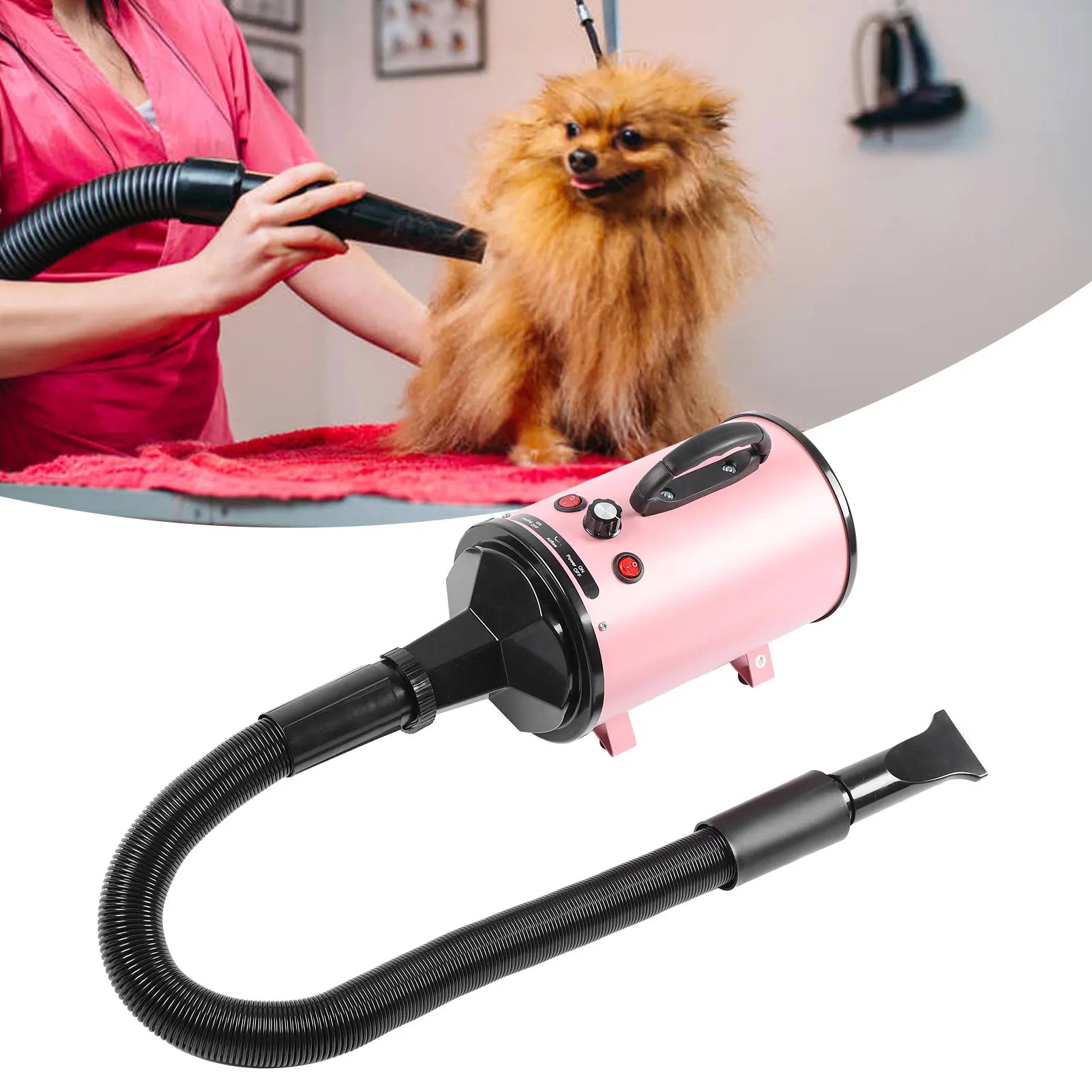 Stepless Adjustable Dog Blow Dryer – Low Noise, High-Power Pet Hair Dryer with Speed and Temperature Control