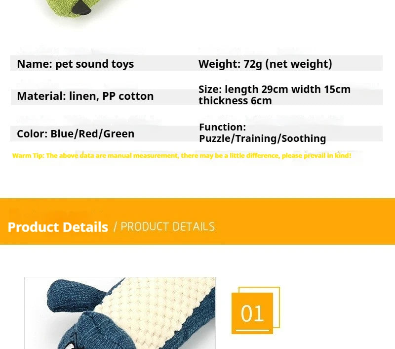 Corn Velvet Crocodile Plush Dog Toy with Squeaker