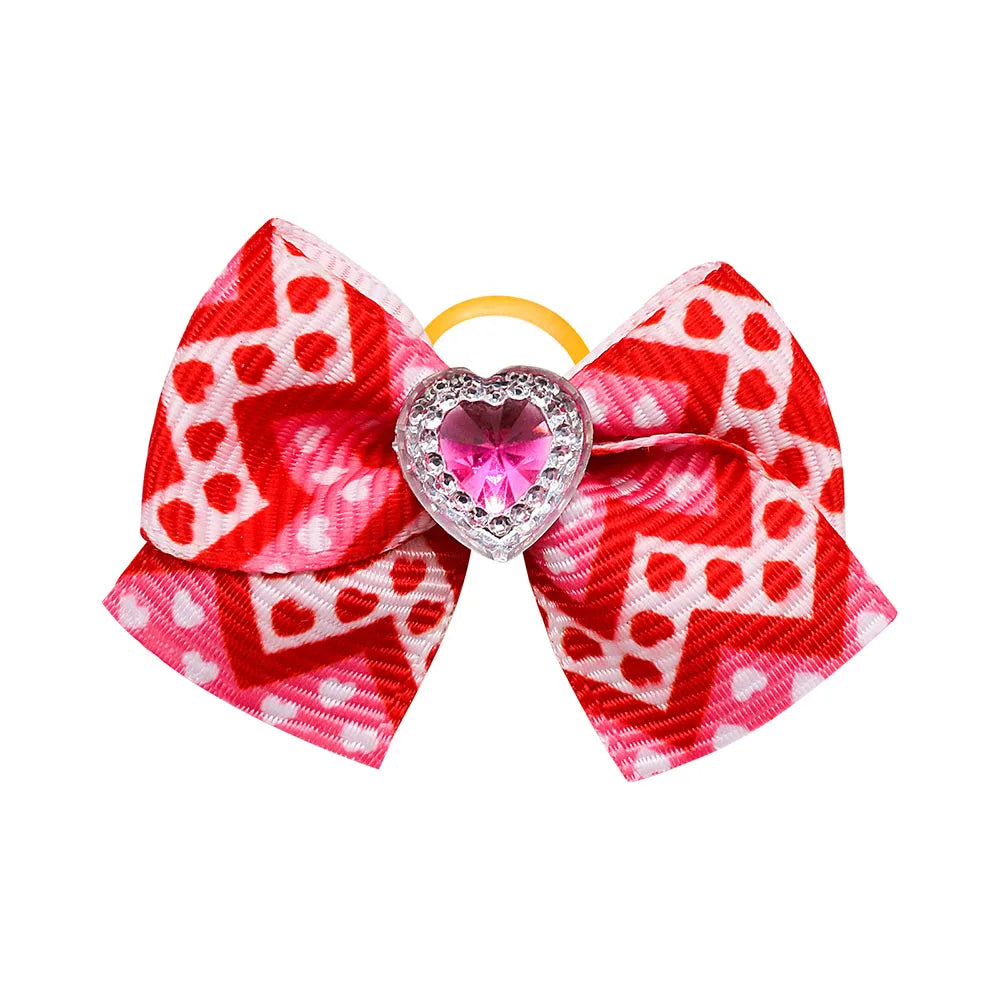 20PCS Valentine’s Day Dog Bows – Red and Pink Hair Bow Accessories for Dogs and Cats