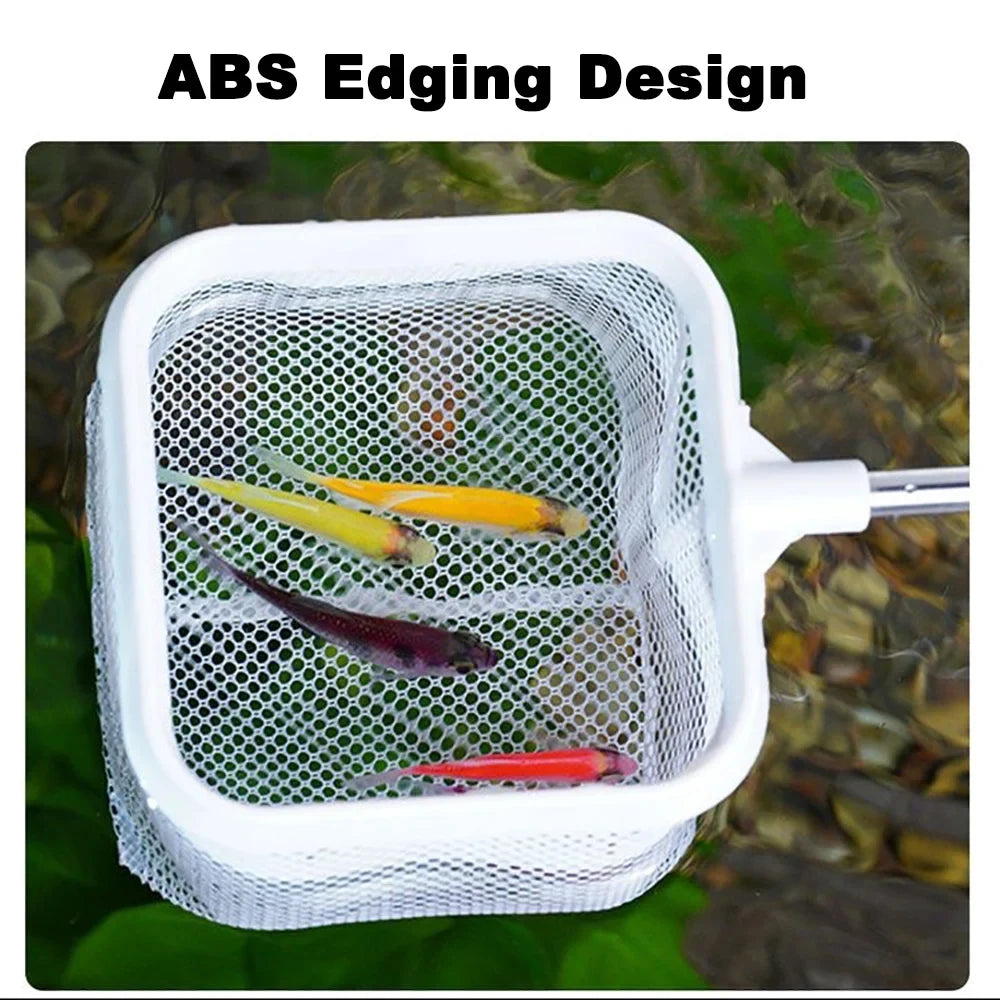 Aquarium Square Fishing Net with Suction Cup & Extendable Handle