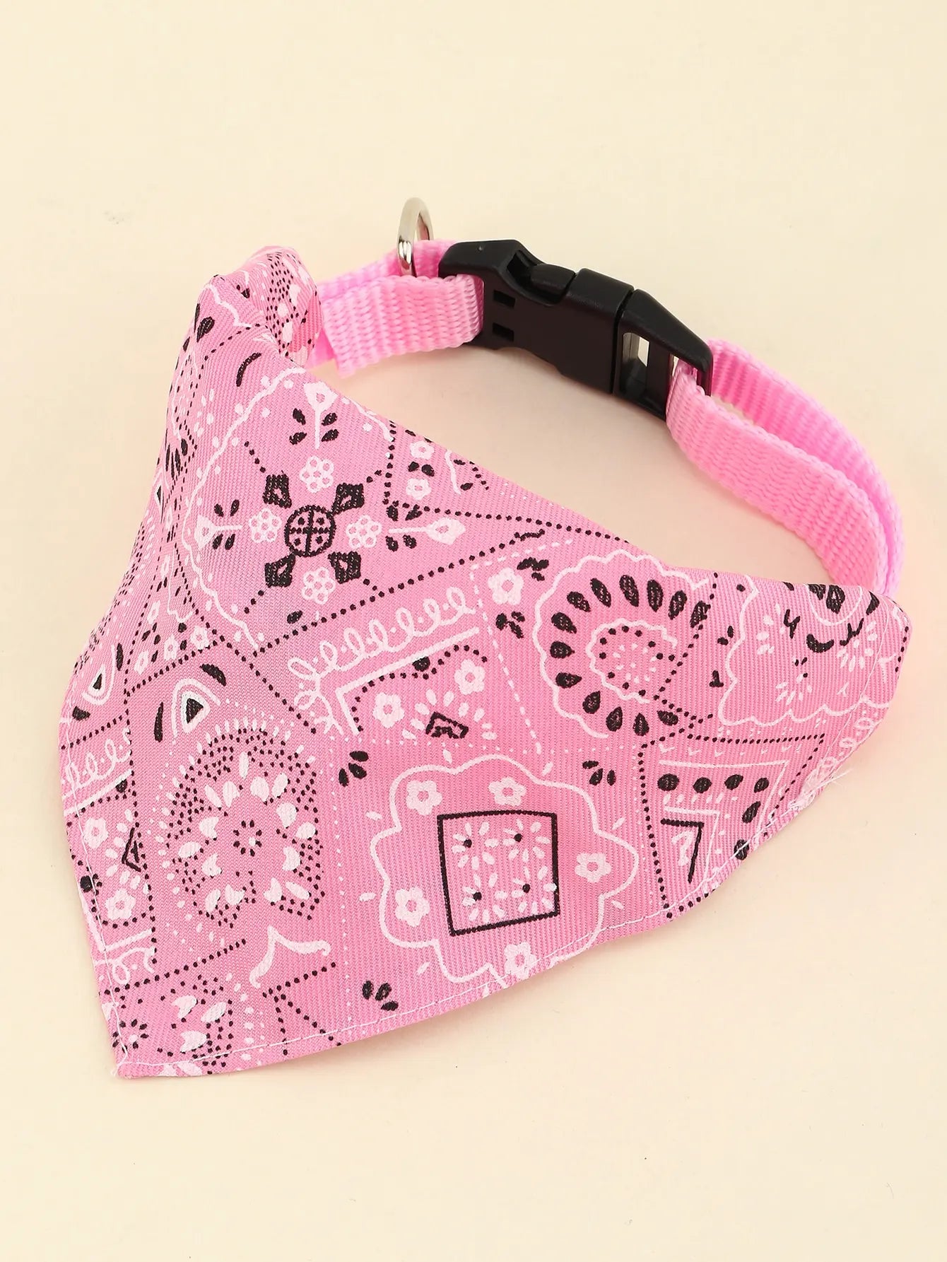 Pink Color Random Pattern Pet Bandana