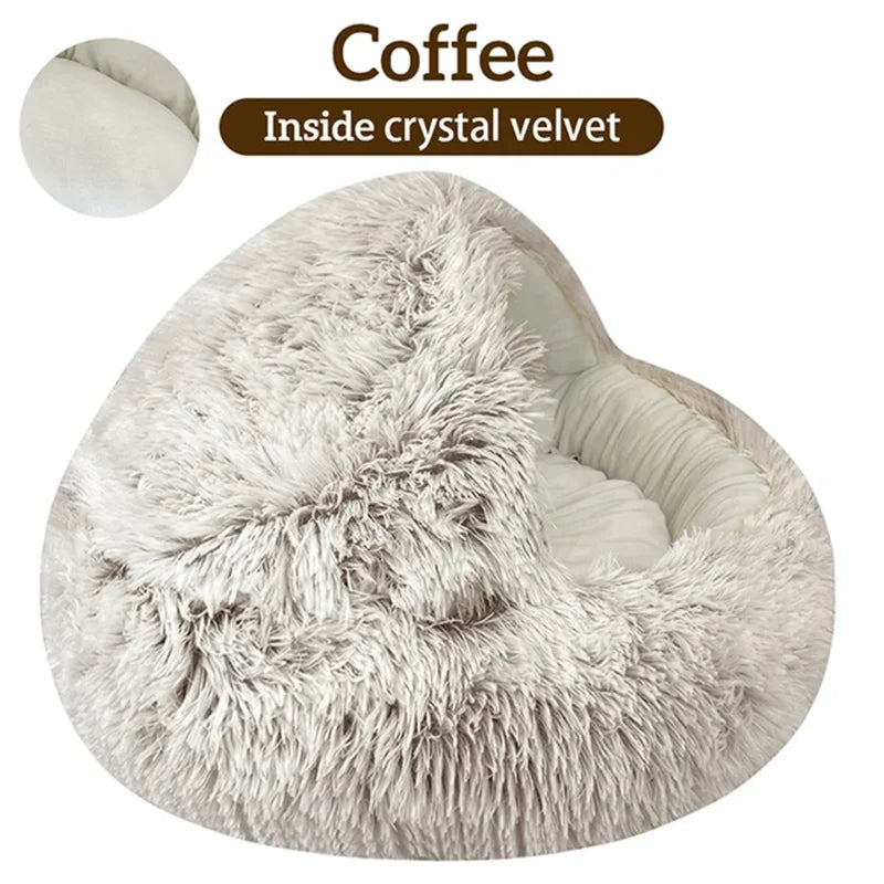 Winter Long Plush Round Cushion Pet House