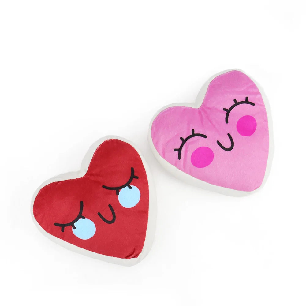2PCS Heart & Bone Plush Dog Toys – Squeaky Chew Toys for Valentine’s Day Gift