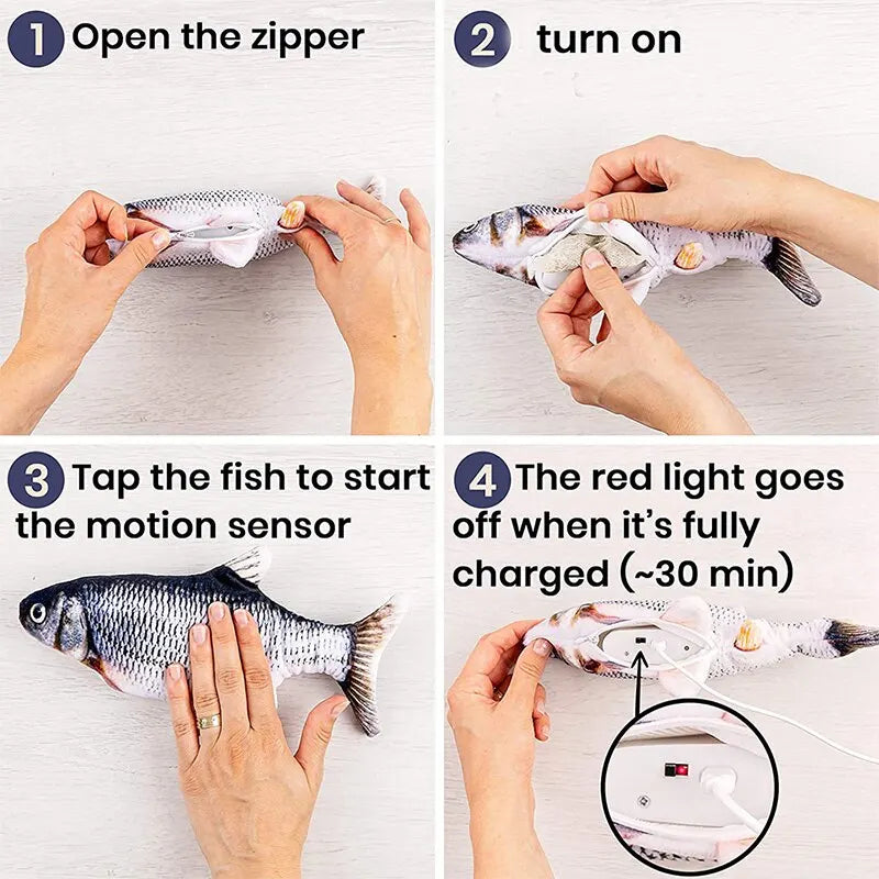 USB Rechargeable Electric Floppy Fish Toy for Cats & Dogs