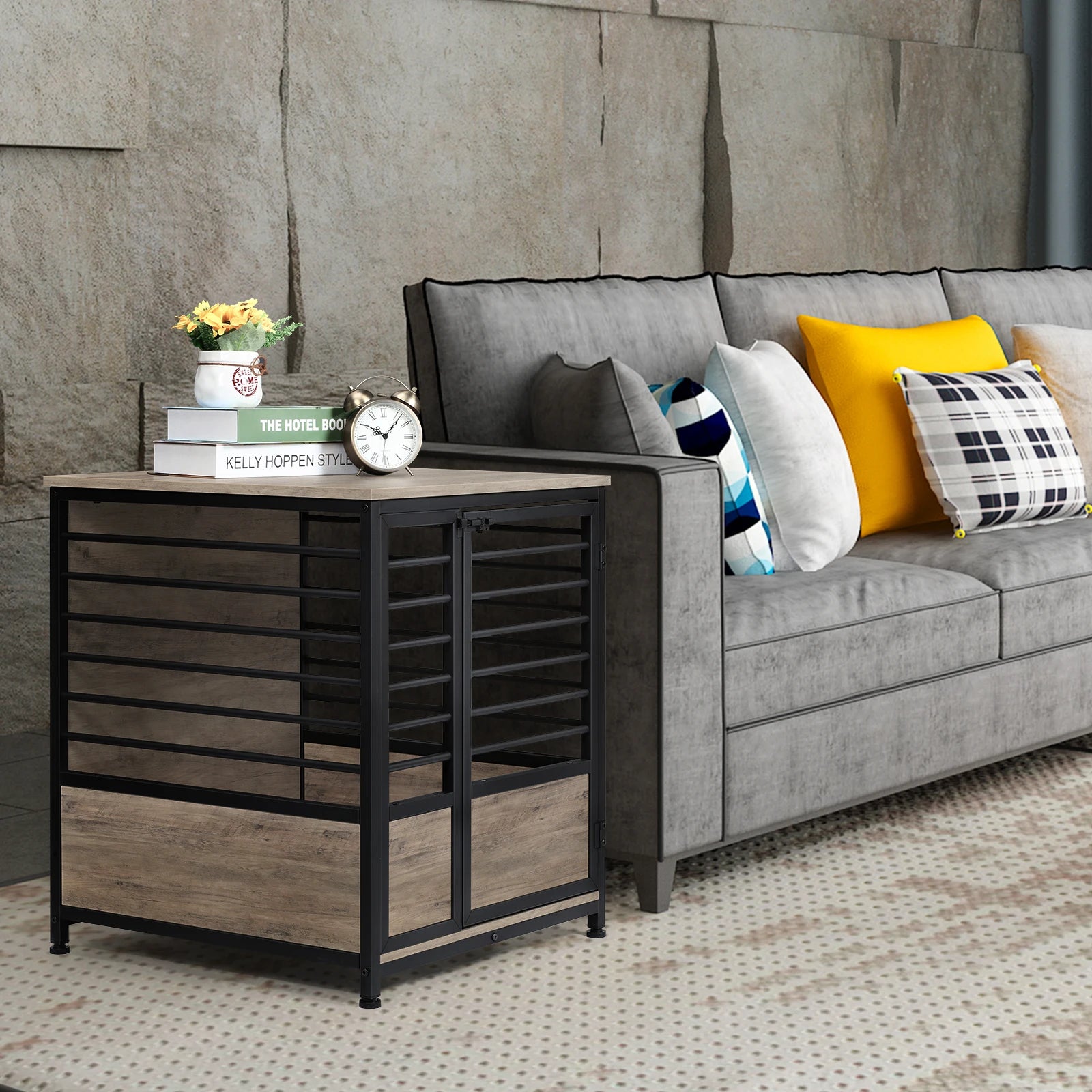 Small Heavy-Duty Dog Cage – Stylish Indoor Dog Crate Furniture and Side End Table