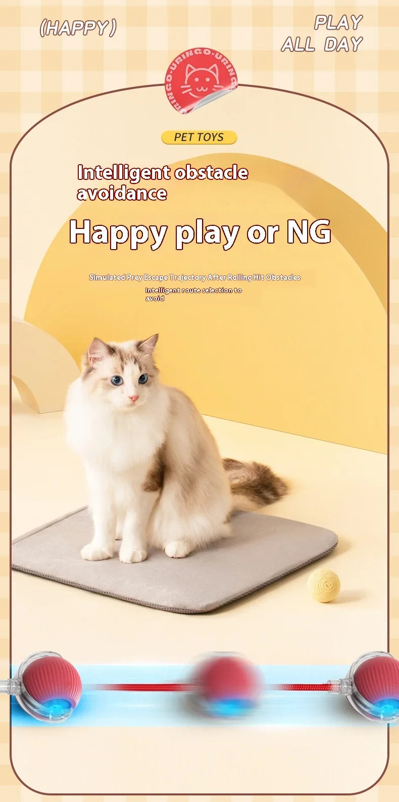 USB Rechargeable Interactive Rolling Cat Toy Ball
