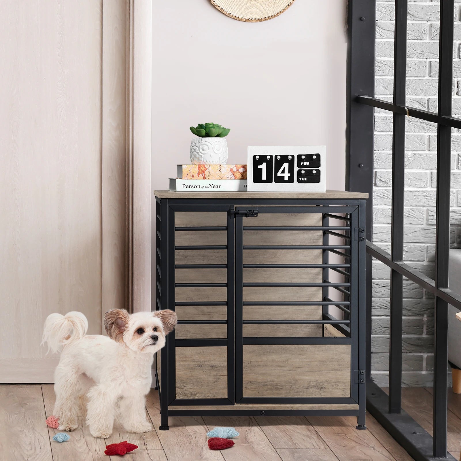 Small Heavy-Duty Dog Cage – Stylish Indoor Dog Crate Furniture and Side End Table