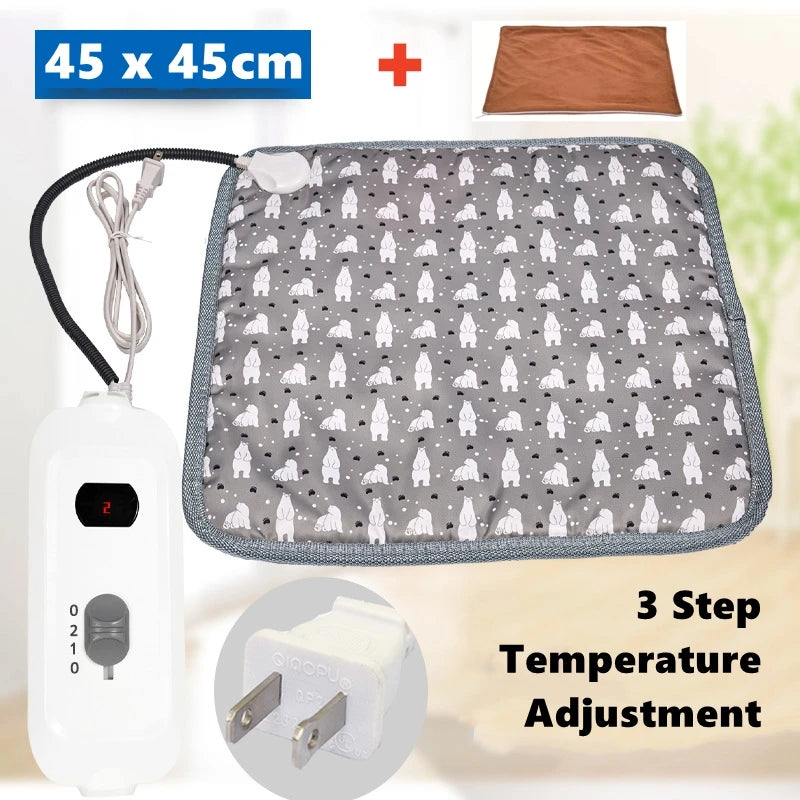 Adjustable Pet Heated Mat – Waterproof Electric Heating Pad with Timer for Dogs and Cats