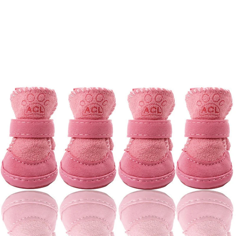 4PCS Winter Warm Dog Shoes – Anti-Slip Rain and Snow Boots for Small and Medium Dogs